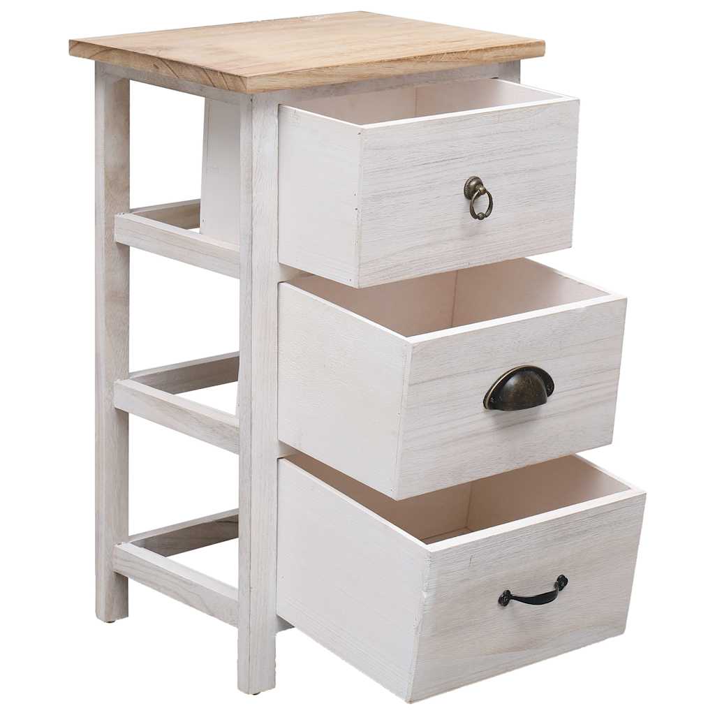 vidaXL Side Cabinet | White and wood colour | Paulownia wood | 35x25x57cm 4