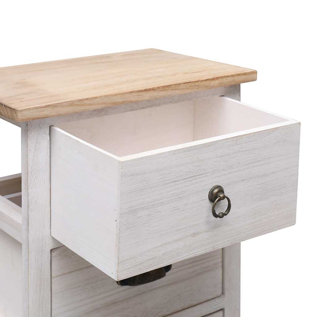 vidaXL Side Cabinet | White and wood colour | Paulownia wood | 35x25x57cm 5