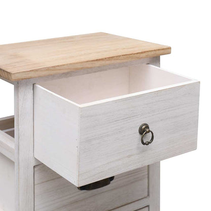 vidaXL Side Cabinet | White and wood colour | Paulownia wood | 35x25x57cm 5