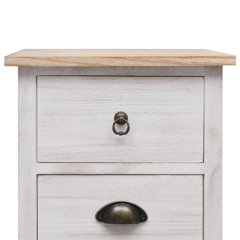 vidaXL Side Cabinet | White and wood colour | Paulownia wood | 35x25x57cm 6