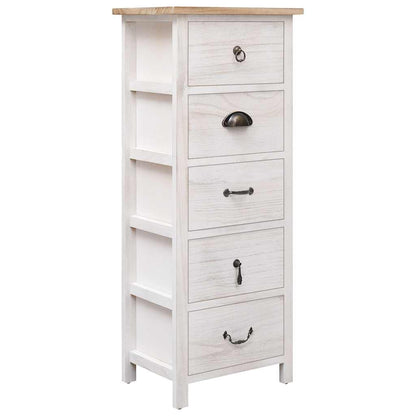 vidaXL Side Cabinet | White and wood | Paulownia wood | 35x25x87 cm | Cabinet 1