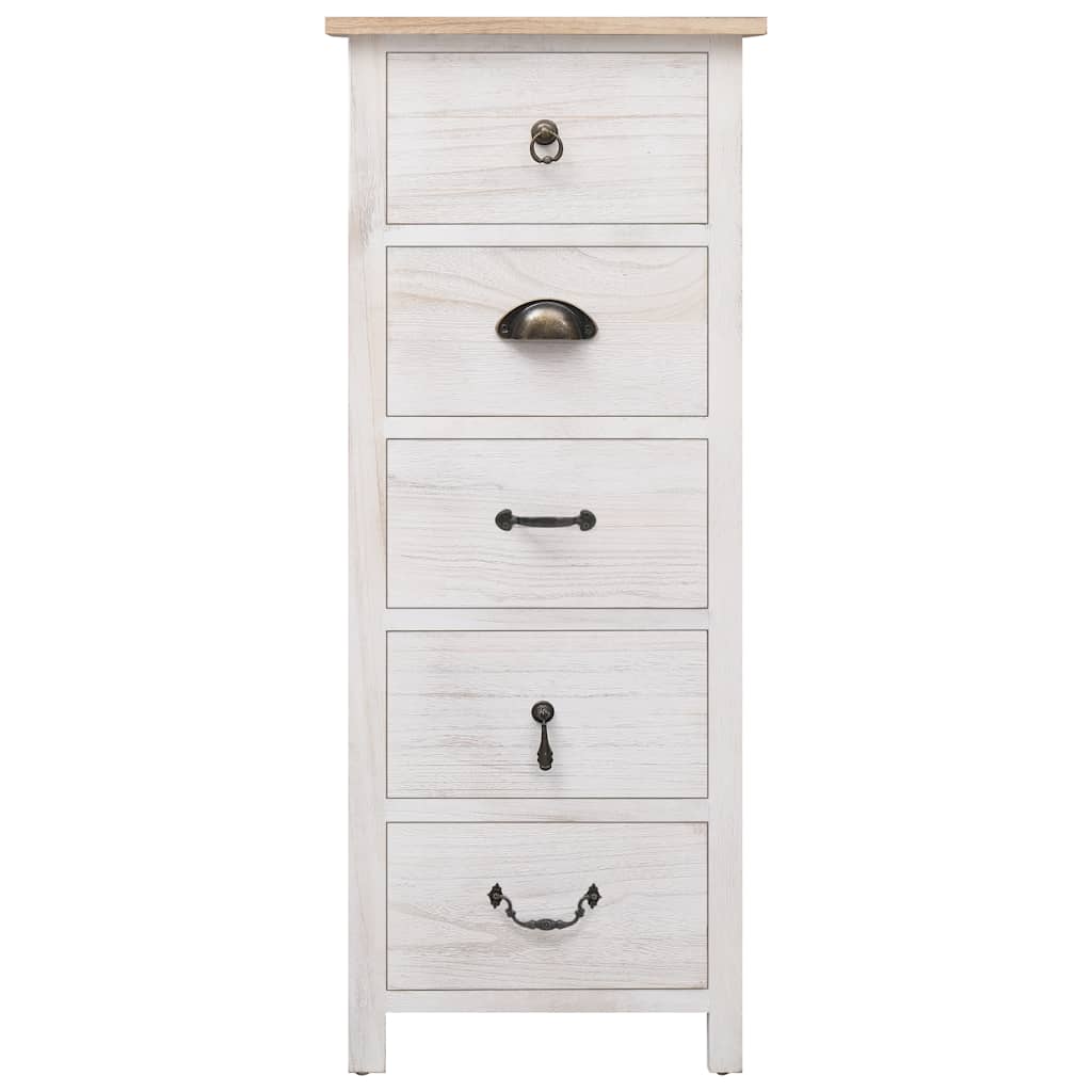 vidaXL Side Cabinet | White and wood | Paulownia wood | 35x25x87 cm | Cabinet 2