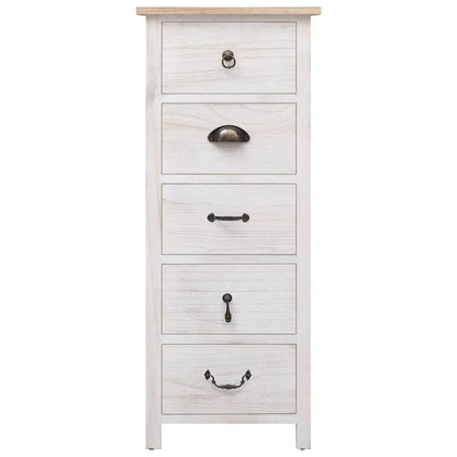 vidaXL Side Cabinet | White and wood | Paulownia wood | 35x25x87 cm | Cabinet 2