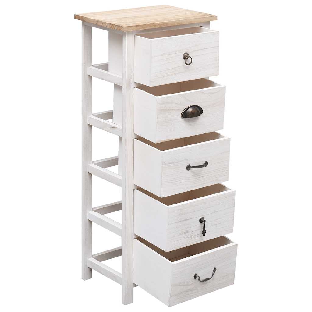 vidaXL Side Cabinet | White and wood | Paulownia wood | 35x25x87 cm | Cabinet 4
