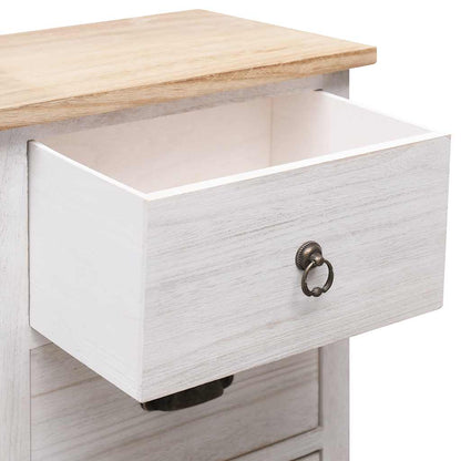 vidaXL Side Cabinet | White and wood | Paulownia wood | 35x25x87 cm | Cabinet 6