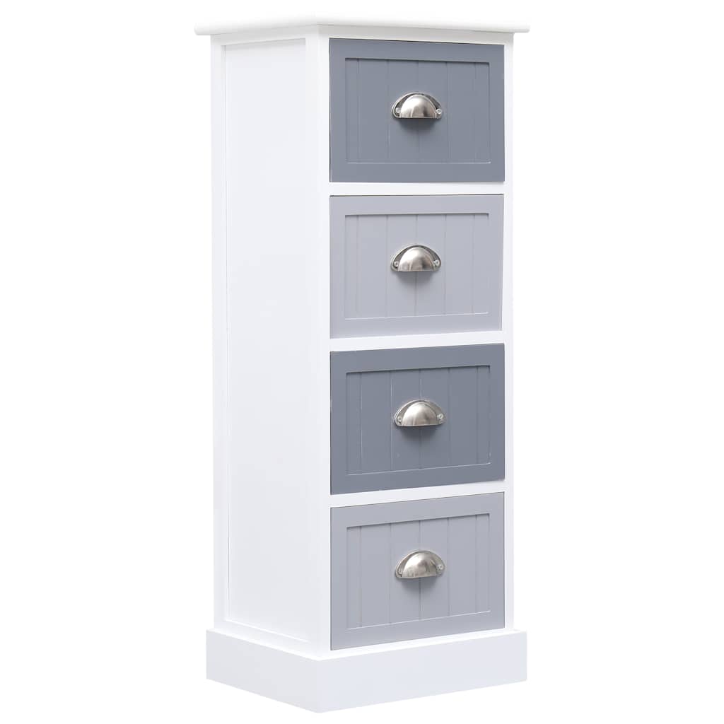 vidaXL Side Cabinet | White and grey | Paulownia wood and MDF | Compact 1