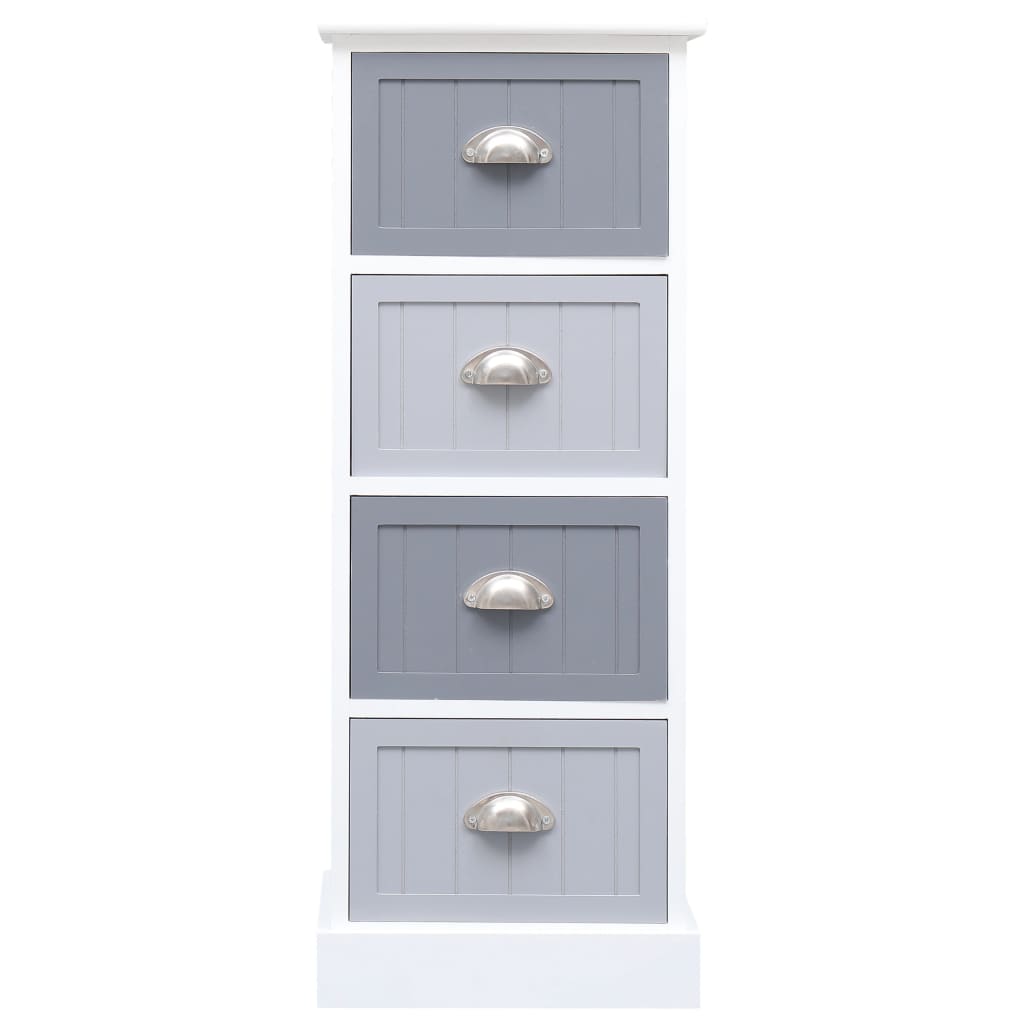 vidaXL Side Cabinet | White and grey | Paulownia wood and MDF | Compact 2