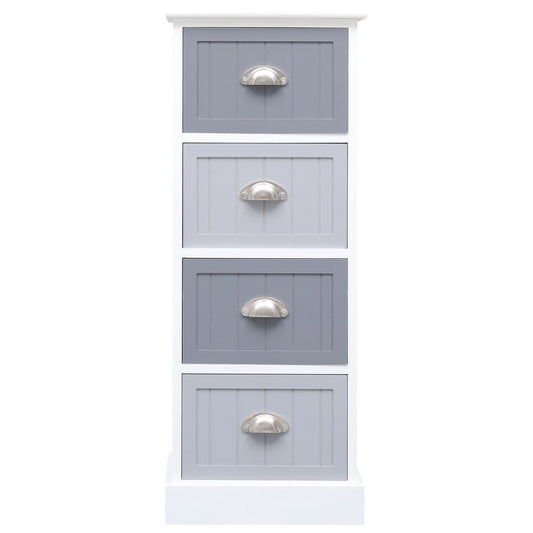 vidaXL Side Cabinet | White and grey | Paulownia wood and MDF | Compact 2
