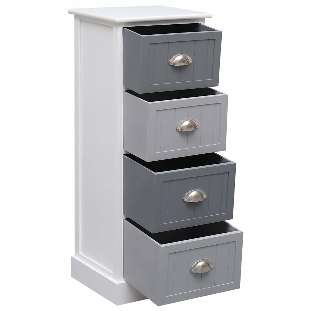 vidaXL Side Cabinet | White and grey | Paulownia wood and MDF | Compact 4