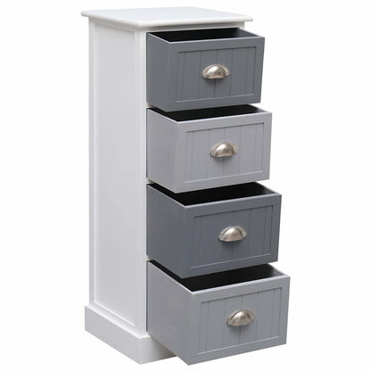 vidaXL Side Cabinet | White and grey | Paulownia wood and MDF | Compact 4