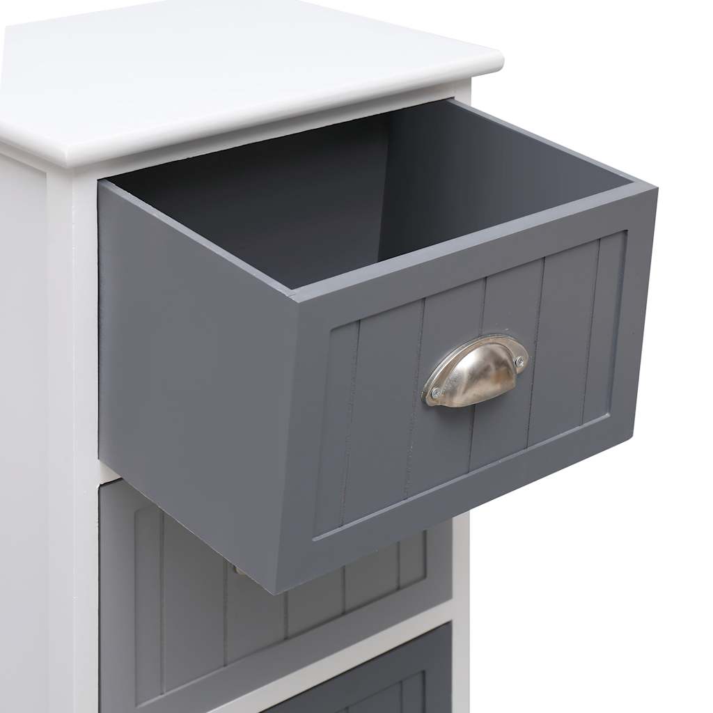 vidaXL Side Cabinet | White and grey | Paulownia wood and MDF | Compact 5