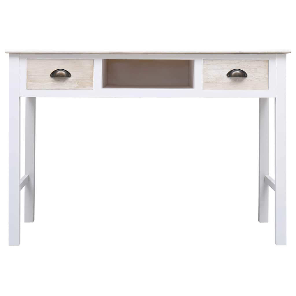 vidaXL Console Table | Natural Colour and White | Poplar Wood and Paulownia Wood 4