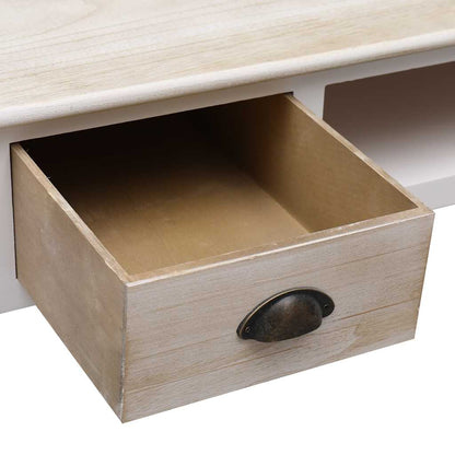 vidaXL Console Table | Natural Colour and White | Poplar Wood and Paulownia Wood 6