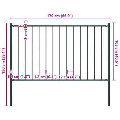 vidaXL Fence Panel Woerden with Posts Steel 1.7x1 m Anthracite 4