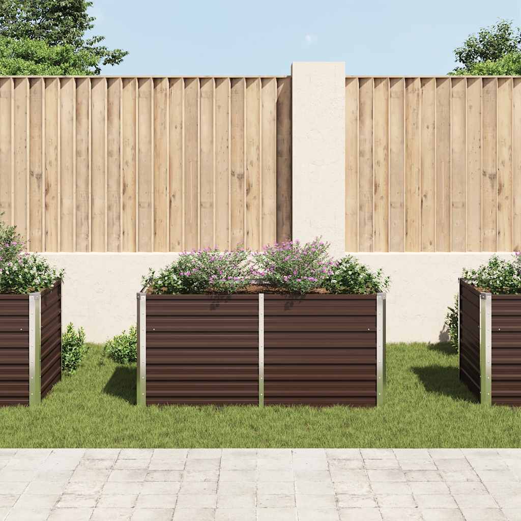 vidaXL Raised Garden Bed | Brown | Galvanised steel | Large | Durable 3