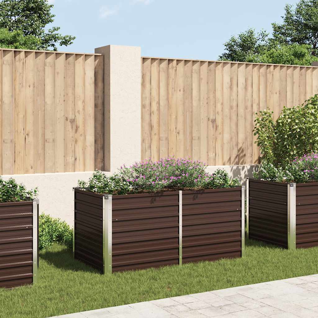 vidaXL Raised Garden Bed | Brown | Galvanised steel | Large | Durable 1