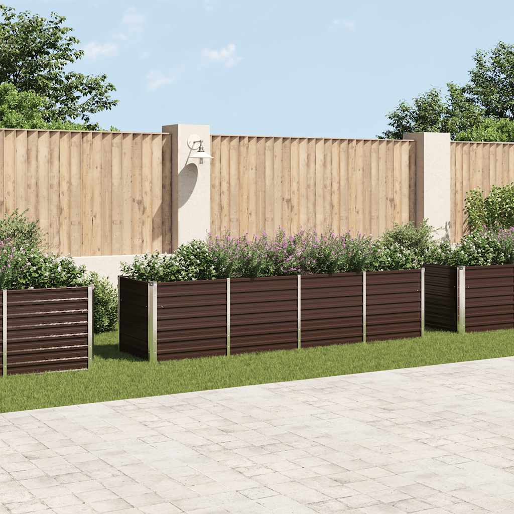 vidaXL Garden Raised Bed Brown Galvanised Steel