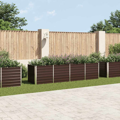 vidaXL Garden Raised Bed Brown Galvanised Steel