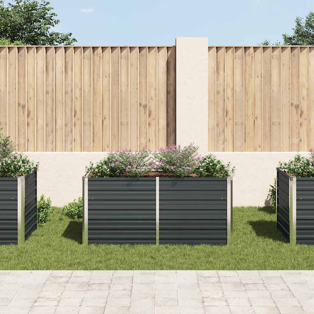 vidaXL Raised Garden Bed | Anthracite | Galvanised Steel | Medium | Durable 3
