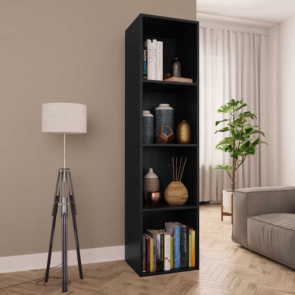 vidaXL Book Cabinet | Black | Engineered Wood | Medium | Bookshelf | Rectangular 1