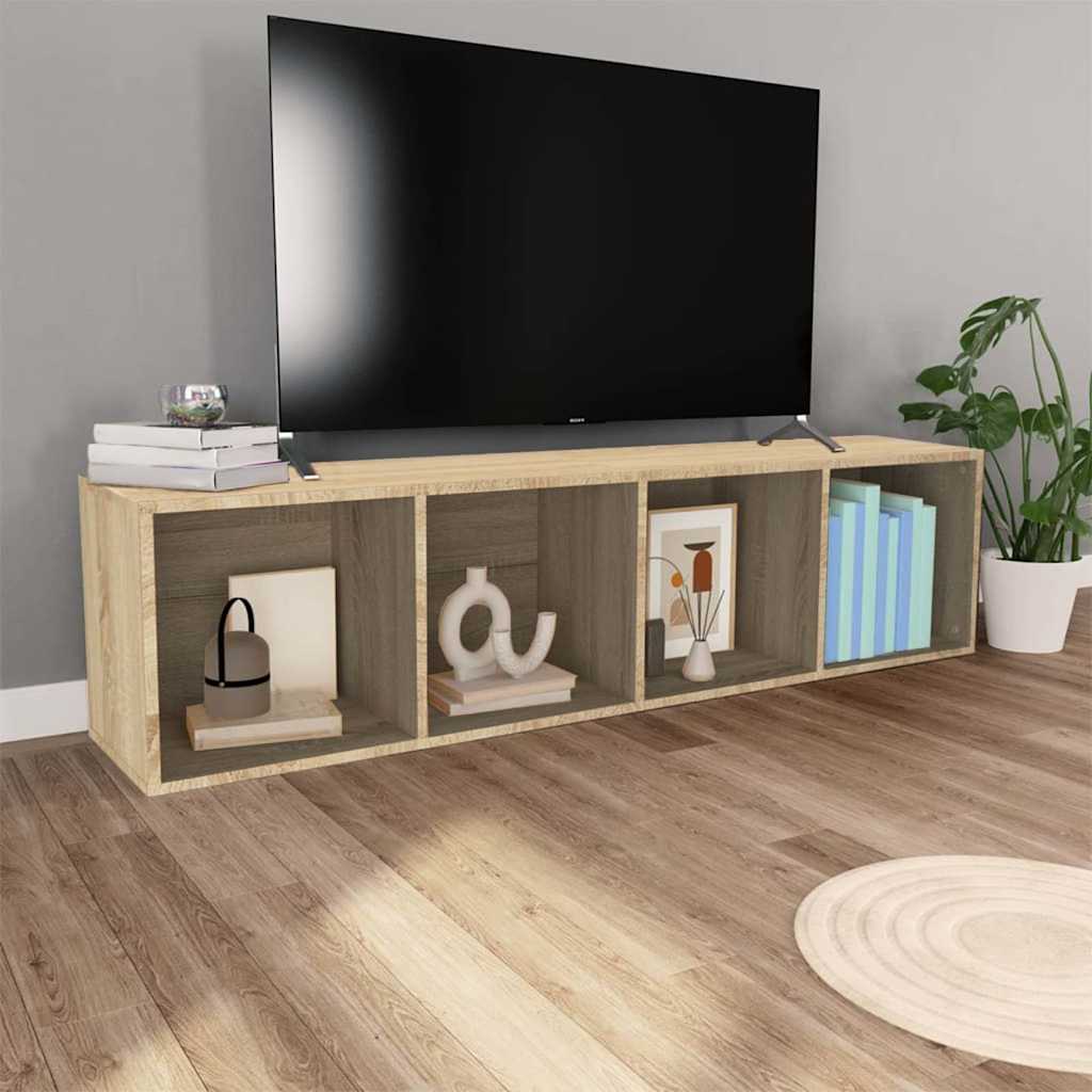vidaXL Book Cabinet/TV Cabinet Sonoma Oak 36x30x143 cm Engineered Wood 3