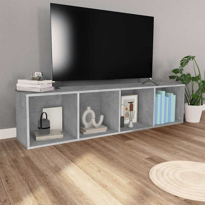 vidaXL Book Cabinet/TV Cabinet Concrete Grey 36x30x143 cm Engineered Wood 3