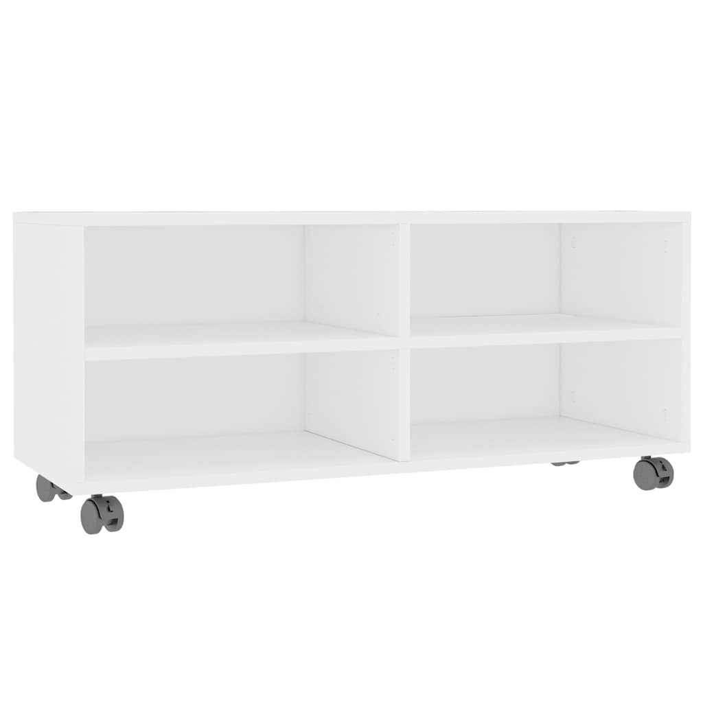 TV Cabinet with Castors 90x35x35 cm Engineered Wood White
