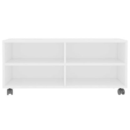 TV Cabinet with Castors 90x35x35 cm Engineered Wood White