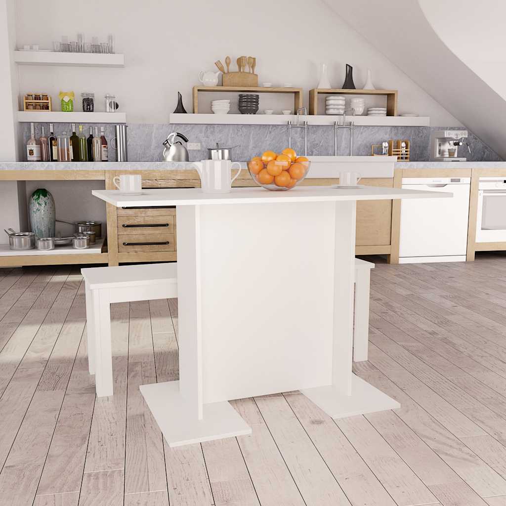800243 vidaXL Dining Table White 110x60x75 cm Engineered Wood 1