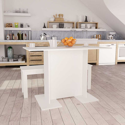 800243 vidaXL Dining Table White 110x60x75 cm Engineered Wood 1