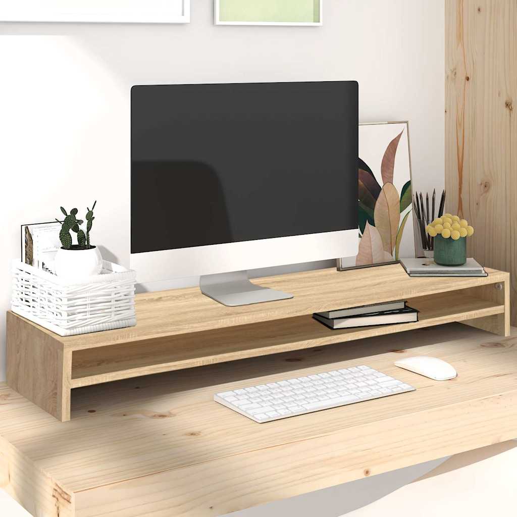 vidaXL Monitor Stand Sonoma Oak 100x24x13 cm Engineered Wood 1