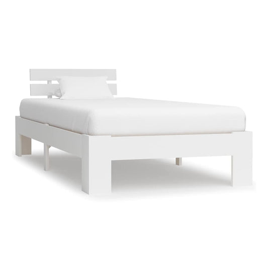 Bed Frame without Mattress Solid Wood Pine White 90 x 200 cm