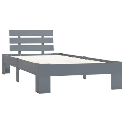 vidaXL Bed Frame without Mattress Grey Solid Pine Wood 100x200 cm 2