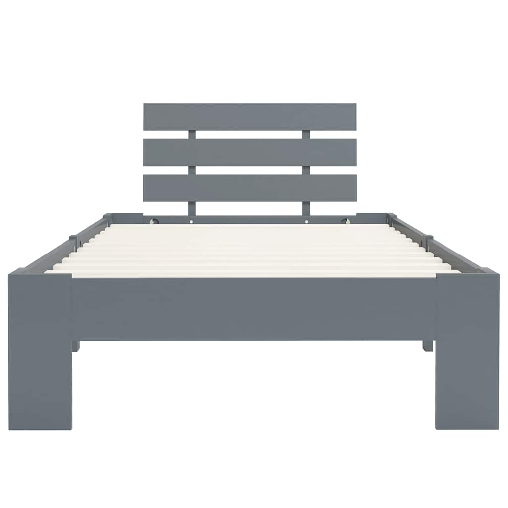 vidaXL Bed Frame without Mattress Grey Solid Pine Wood 100x200 cm 3