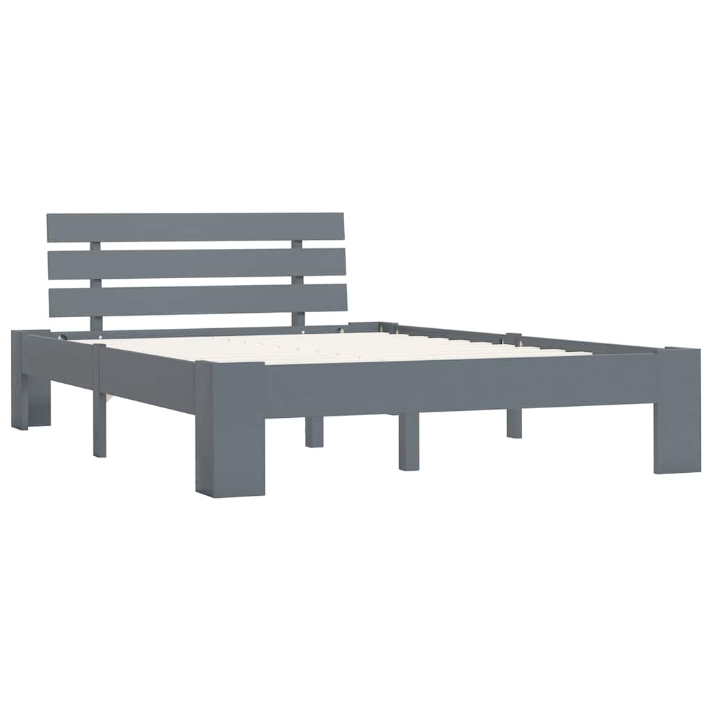 vidaXL Bed Frame without Mattress Grey Solid Pine Wood 120x200 cm 2