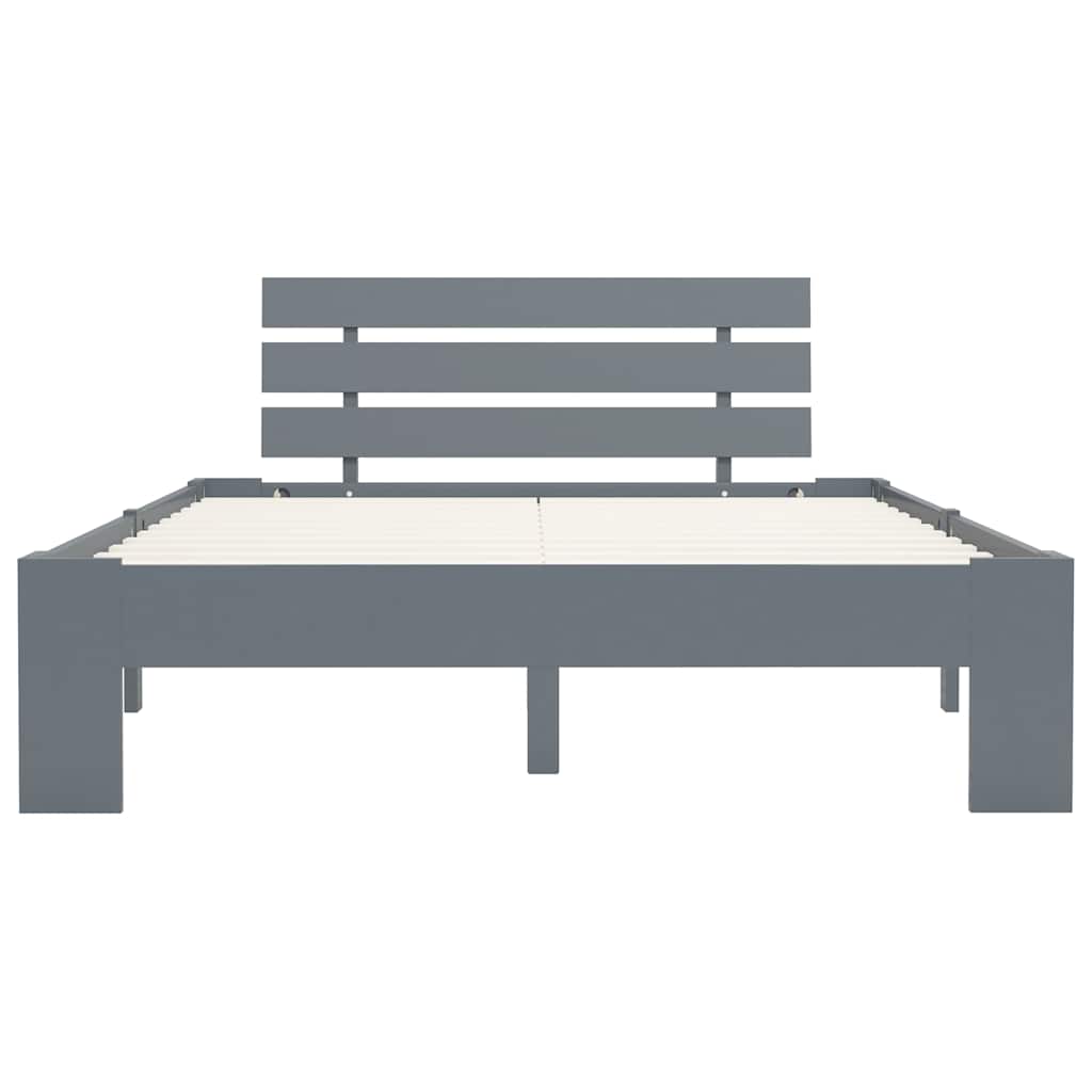 vidaXL Bed Frame without Mattress Grey Solid Pine Wood 120x200 cm 3