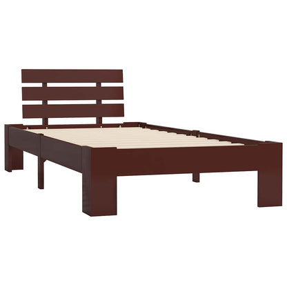 vidaXL Bed Frame without Mattress Dark Brown Solid Pine Wood 100x200 cm 2