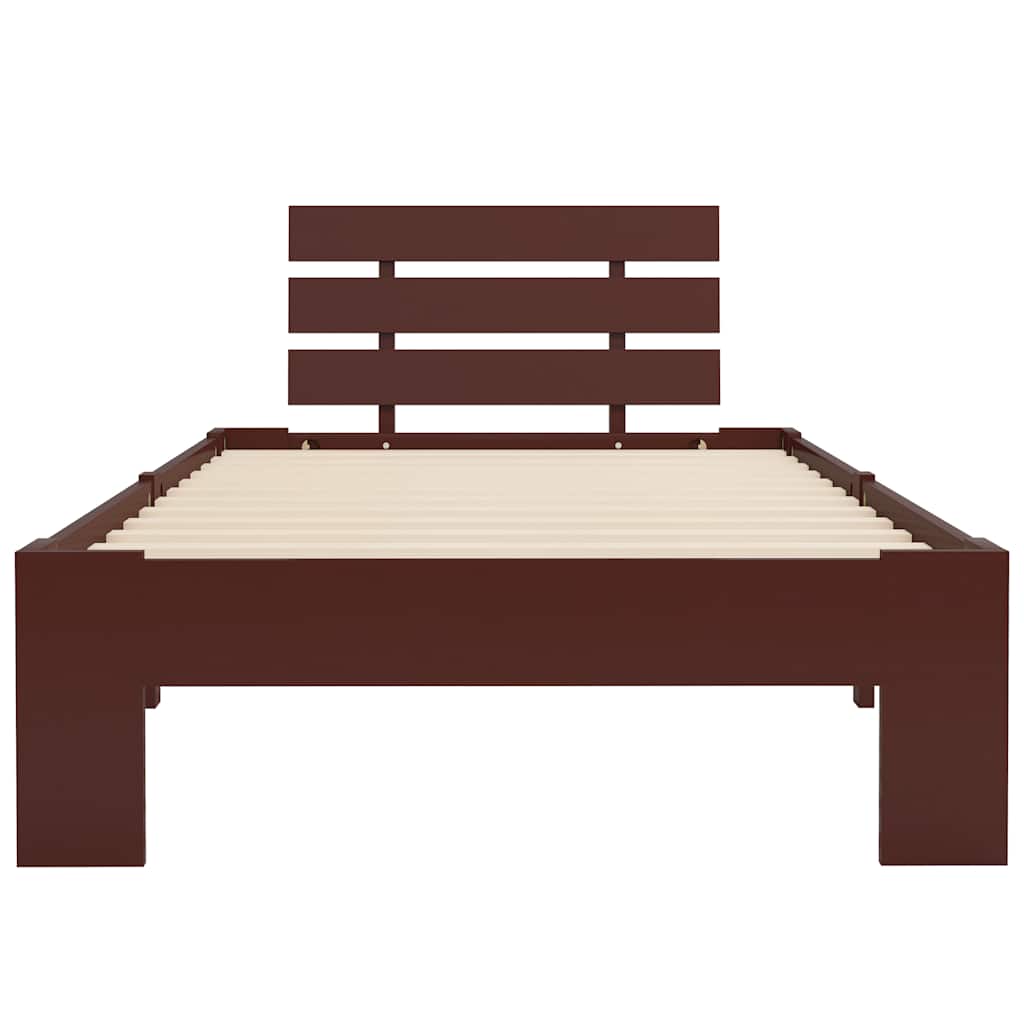 vidaXL Bed Frame without Mattress Dark Brown Solid Pine Wood 100x200 cm 3