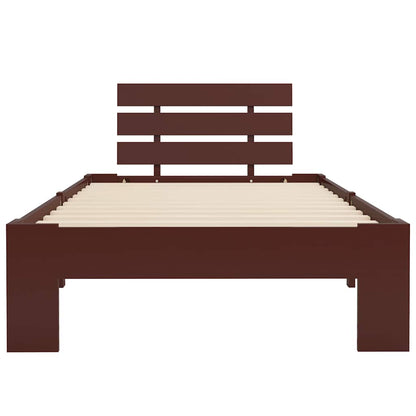 vidaXL Bed Frame without Mattress Dark Brown Solid Pine Wood 100x200 cm 3