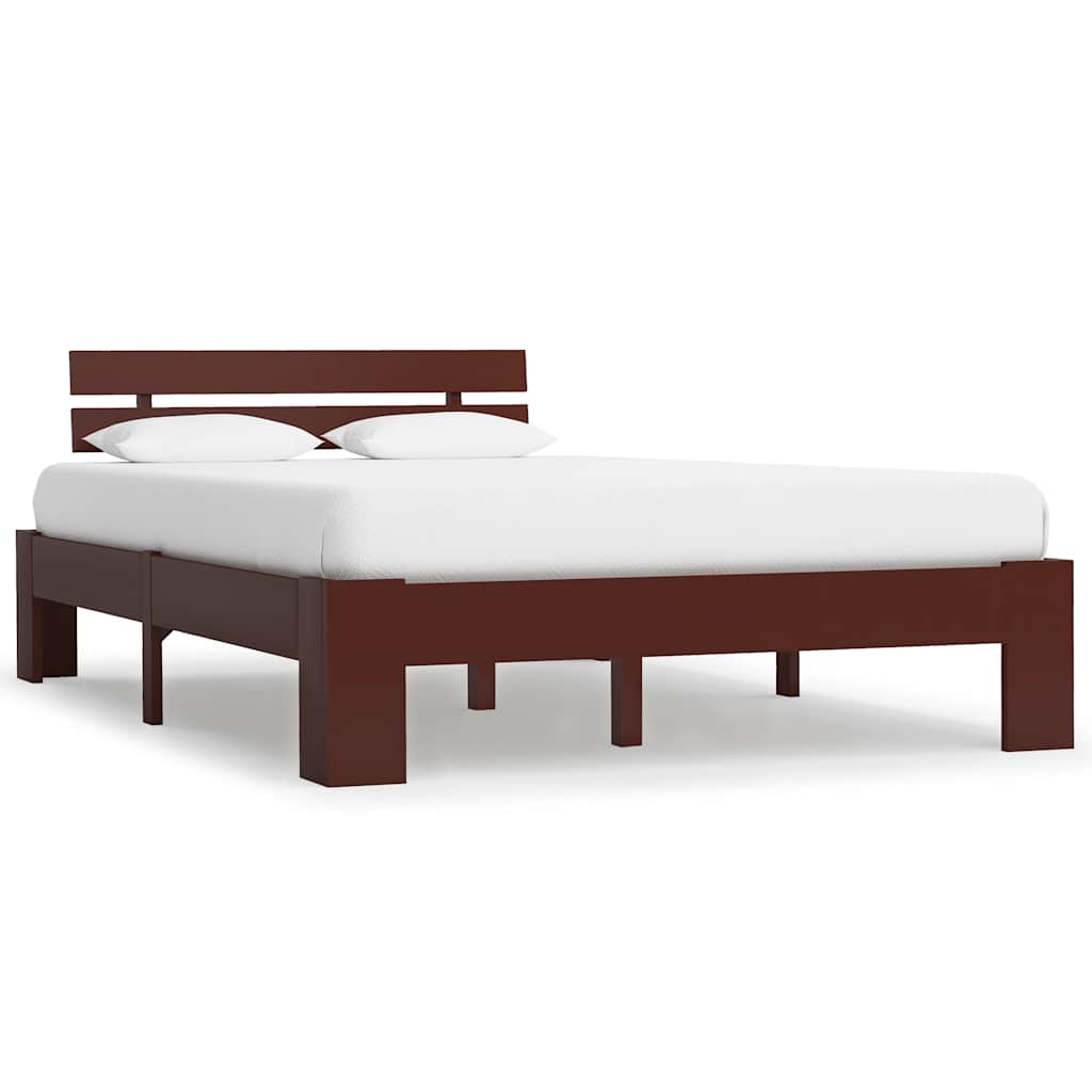 vidaXL Bed Frame without Mattress Dark Brown Solid Pine Wood 120x200 cm 1