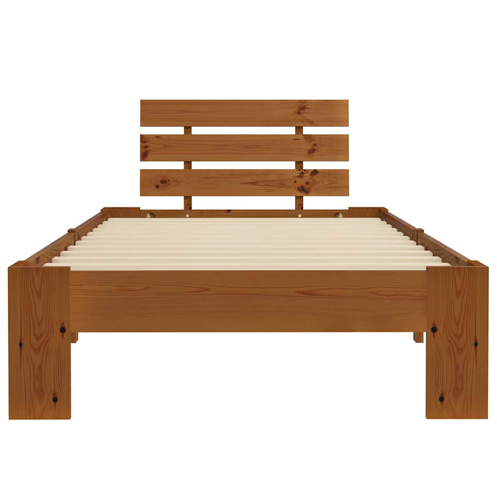 vidaXL Bed Frame without Mattress Honey Brown Solid Pine Wood 90x200 cm 3