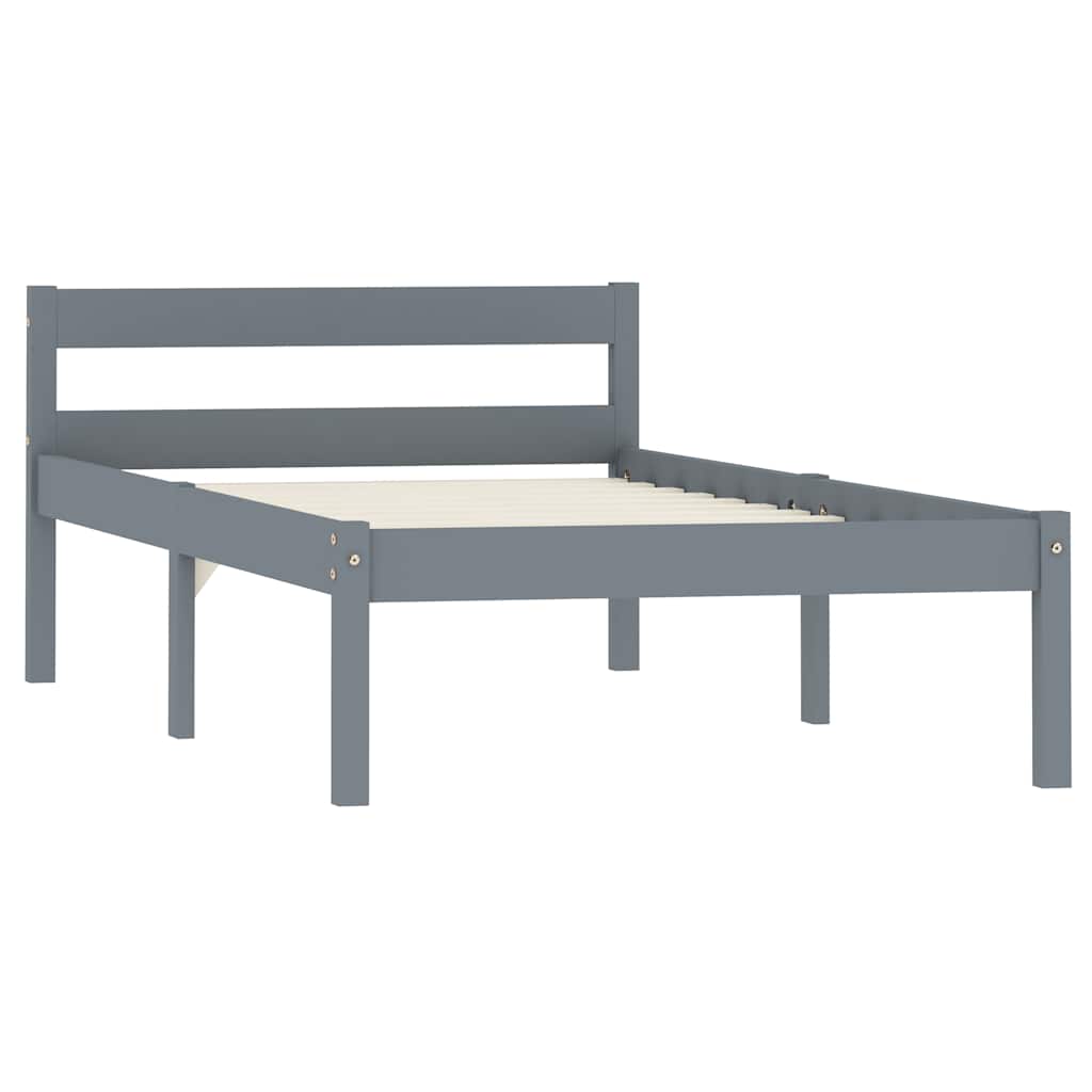 vidaXL Bed Frame | Grey | Solid pine wood, Plywood | Single | Durable 2