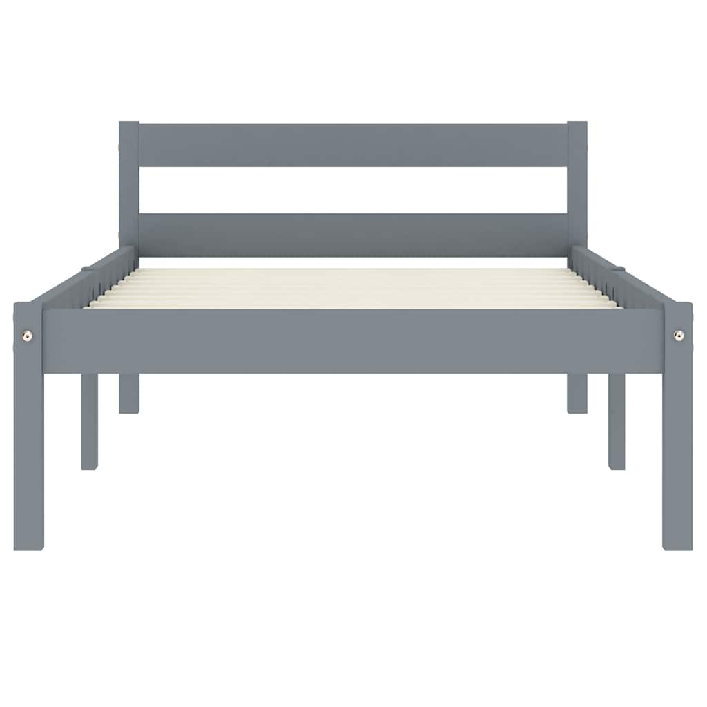 vidaXL Bed Frame | Grey | Solid pine wood, Plywood | Single | Durable 3