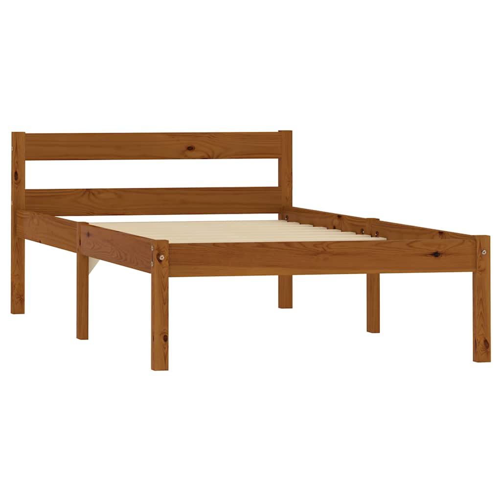 vidaXL Bed Frame without Mattress Honey Brown Solid Pine Wood 100x200cm 2