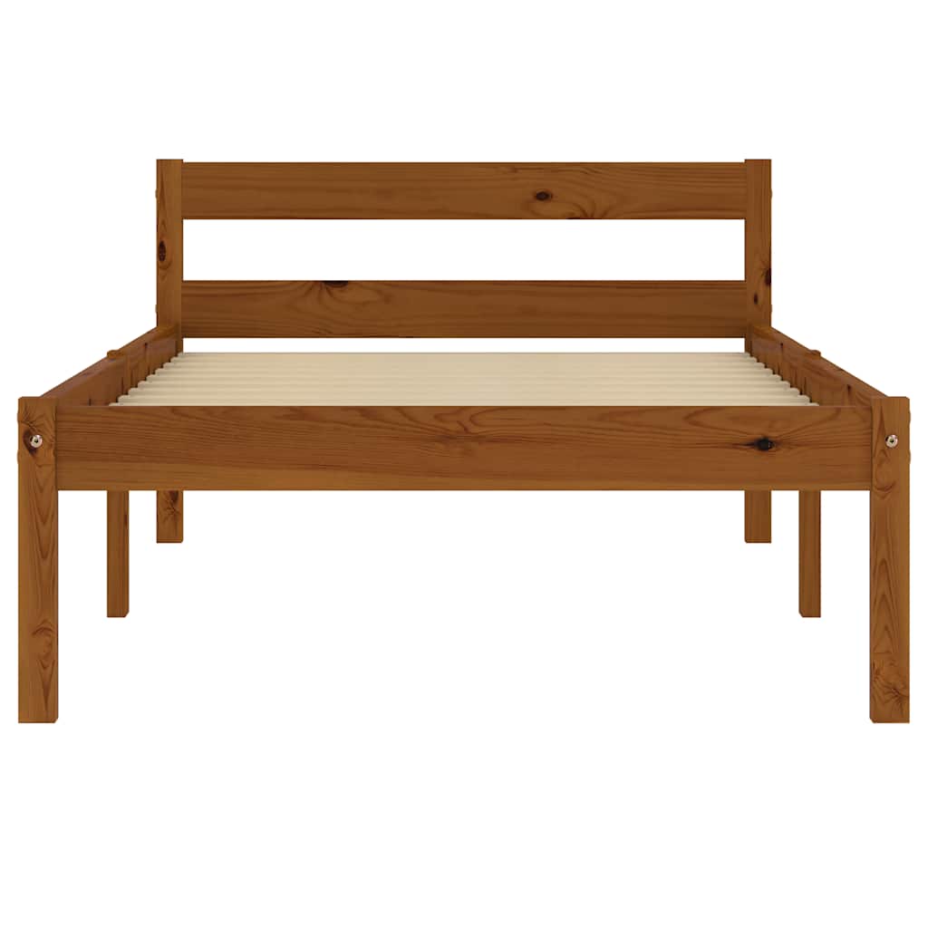 vidaXL Bed Frame without Mattress Honey Brown Solid Pine Wood 100x200cm 3
