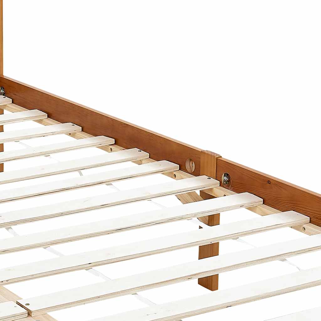 vidaXL Bed Frame | Honey brown | Solid pine wood, plywood slats | Single 5