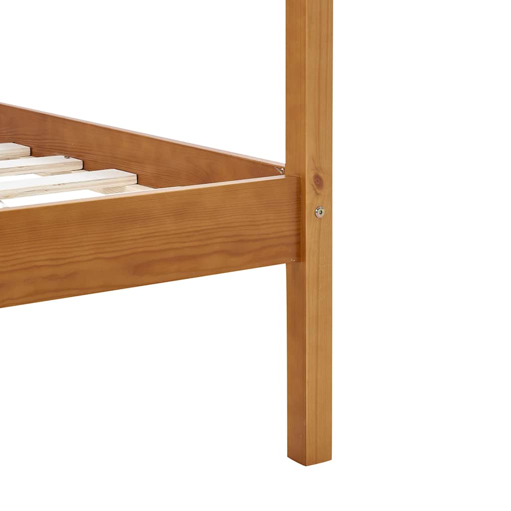vidaXL Bed Frame | Honey brown | Solid pine wood, plywood slats | Single 6