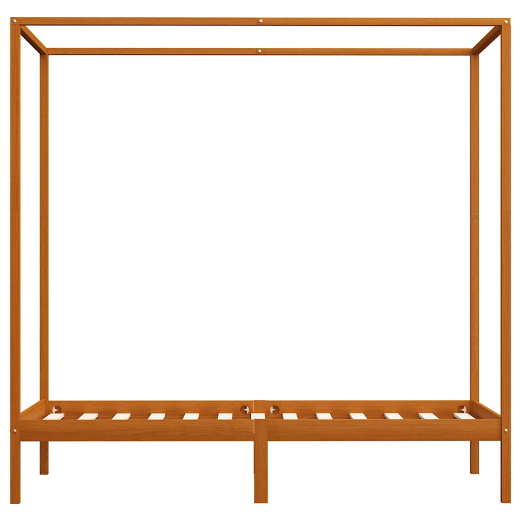 vidaXL Canopy Bed Frame without Mattress Honey Brown Solid Wood 100x200cm 4