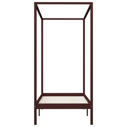 vidaXL Canopy Bed Frame without Mattress Dark Brown Solid Wood 90x200cm 3