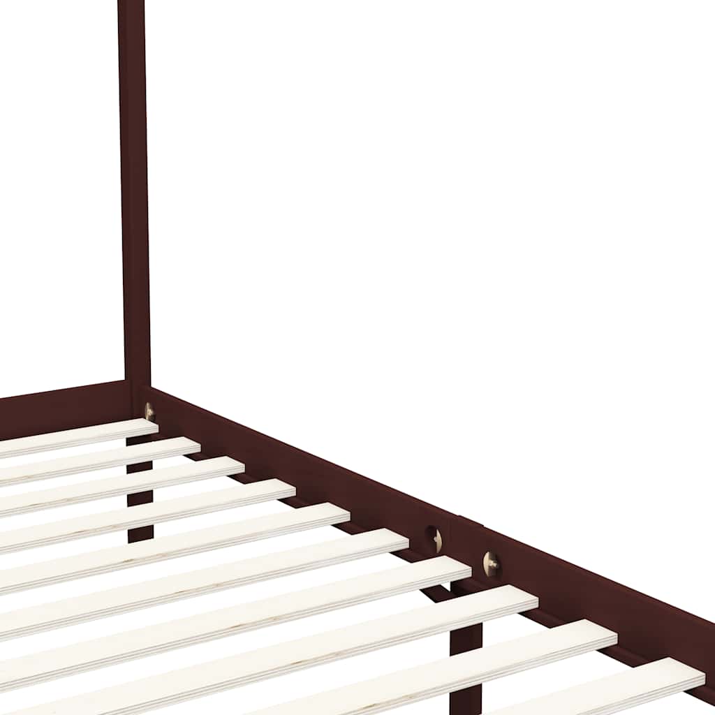 vidaXL Canopy Bed Frame without Mattress Dark Brown Solid Wood 90x200cm 5